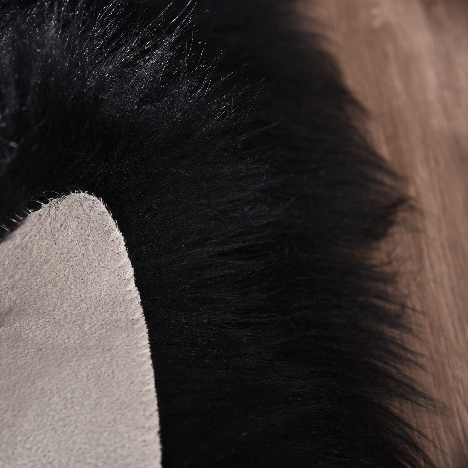 Orinova Black Fuzzy Living Room Washable Area Rugs For Bedroom Shag Circle Faux Sheepskin Furry Fur Round Rug 5Ft Nursery Rug