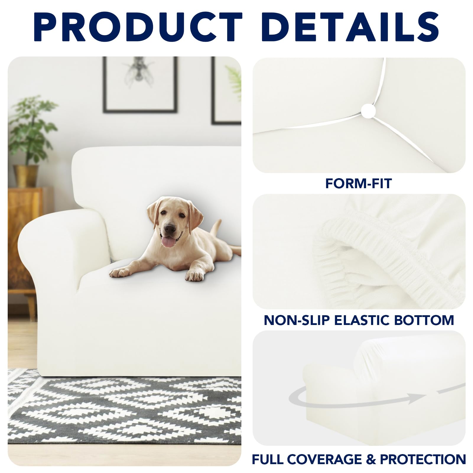 Purefit 100% Dual Waterproof Couch Cover Slipcovers For Couches And Sofas - Stretch Non Slip Fleece Sofa Covers Washable, Leakproof Furniture Protector For Kids, Pets, Dog (Sofa, Beige)