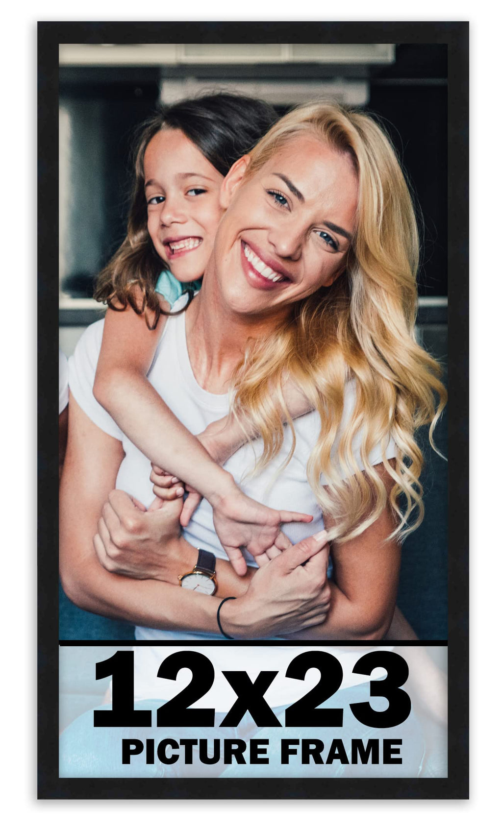 12x23 Frame Black Picture Frame - Complete Modern Photo Frame Includes UV Acrylic Shatter Guard Front, Acid Free Foam Backing Bo