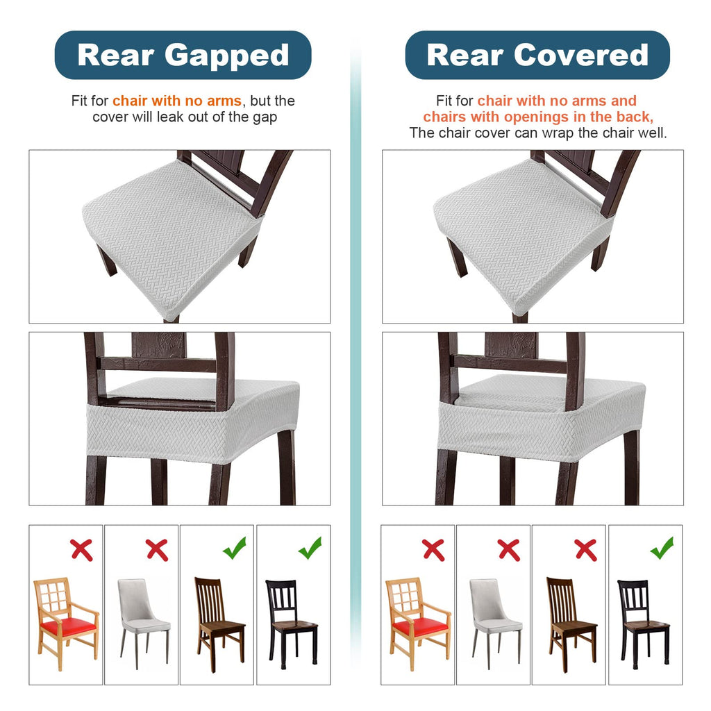 Genina Waterproof Seat Covers For Dining Room Chair Covers Waterproof Dining Chair Covers (4 Pcs-Rear-Gapped, White)