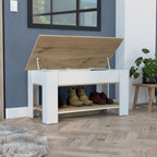 Saturn Storage Table, 4 Legs, Lower Shelf, Light Oak/White