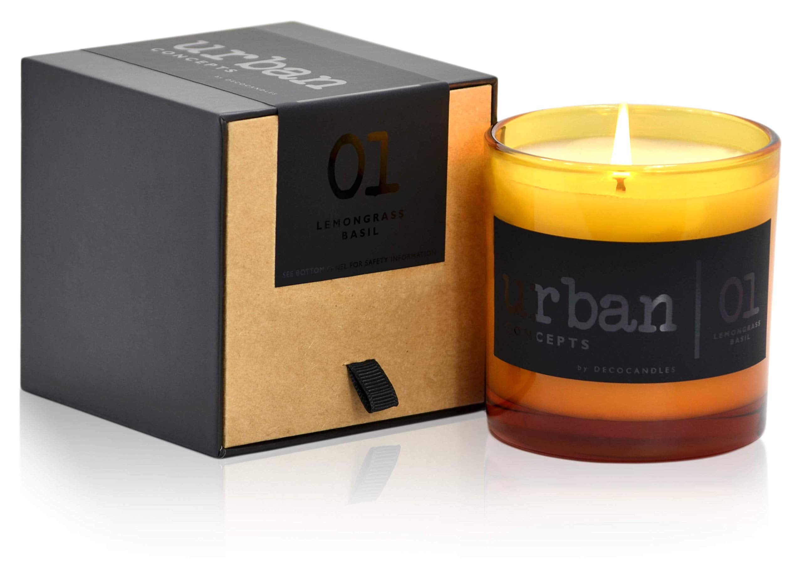 Urban Concepts by DECOCANDLES - Lemongrass & Wild Basil - Highly Scented Soy Candle - Long Lasting - Hand Poured in USA (9 Oz.)