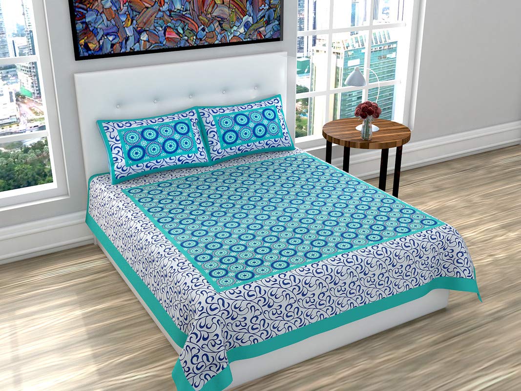 UBANIA COLLECTIONWe believe in customers satisfaction 100% Cotton Jaipuri Traditional King Size Double Bed Bedsheet with 2 Pill