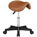 Yaheetech Saddle Stool Rolling Saddle Chair with Wheels Swivel Adjustable Stool for Hair Stylist/Lash Tech PU Leather Tattoo Mas