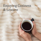 Bedelite Fleece Throw Blanket For Couch, 300Gsm Soft & Warm Fluffy Twin Blanket, Decorative And Giftable Striped Cream White Bla