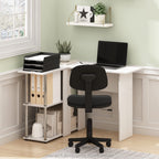 Furinno Abbott L-Shape Desk With Bookshelf, White Oak/Chrome
