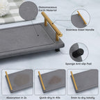 Segbeauty 12X6 Bathroom Counter Tray, Quick Dry Water Absorbing Stone Drying Tray With Handle, Fast Drying Diatomaceous Bathroom