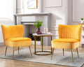 Janoray Velvet Accent Chair Set Of 2 Comfy Living Room Chair Armless Slipper Mid Century Side Single Sofa Chair With Golden Legs