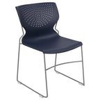 Flash Furniture Hercules Series 661 Lb. Capacity Navy Full Back Stack Chair With Gray Powder Coated Frame
