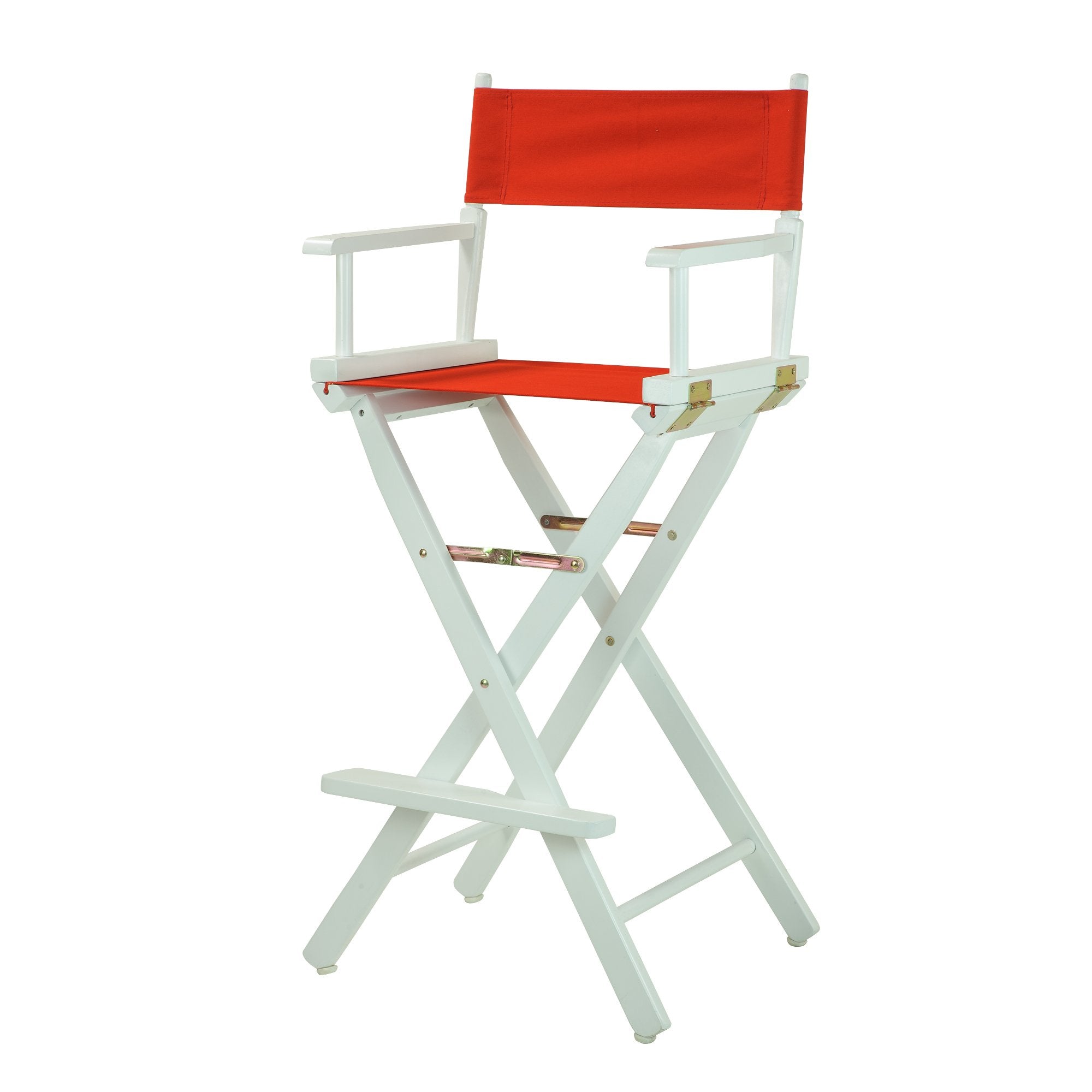Casual Home Directors Chair ,White Frame/Red Canvas,30 - Bar Height