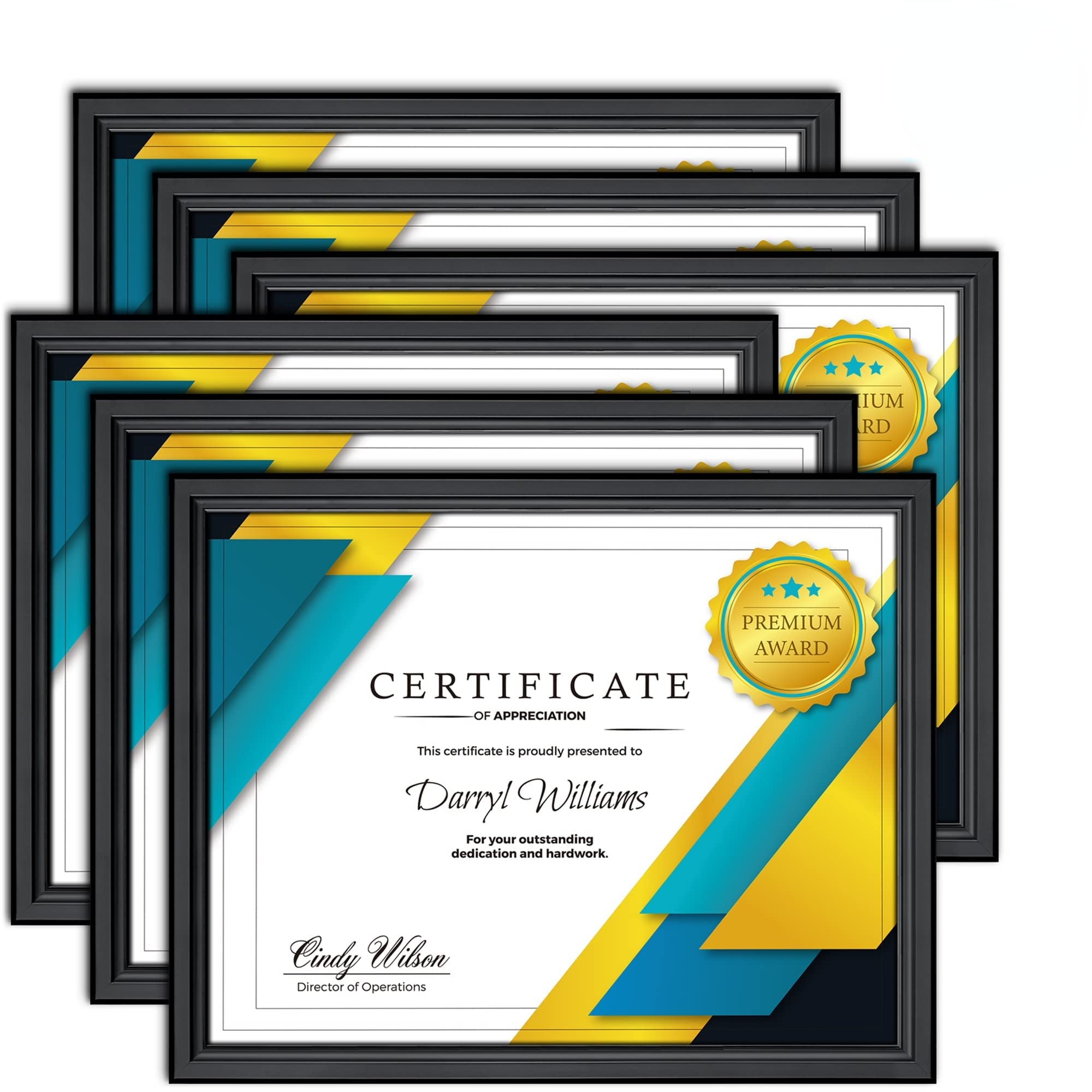 Langdon House 8.5x11 Certificate Frames Set (Black, 12 Pack) Distinguished Edging for Classic Style, Richland Collection