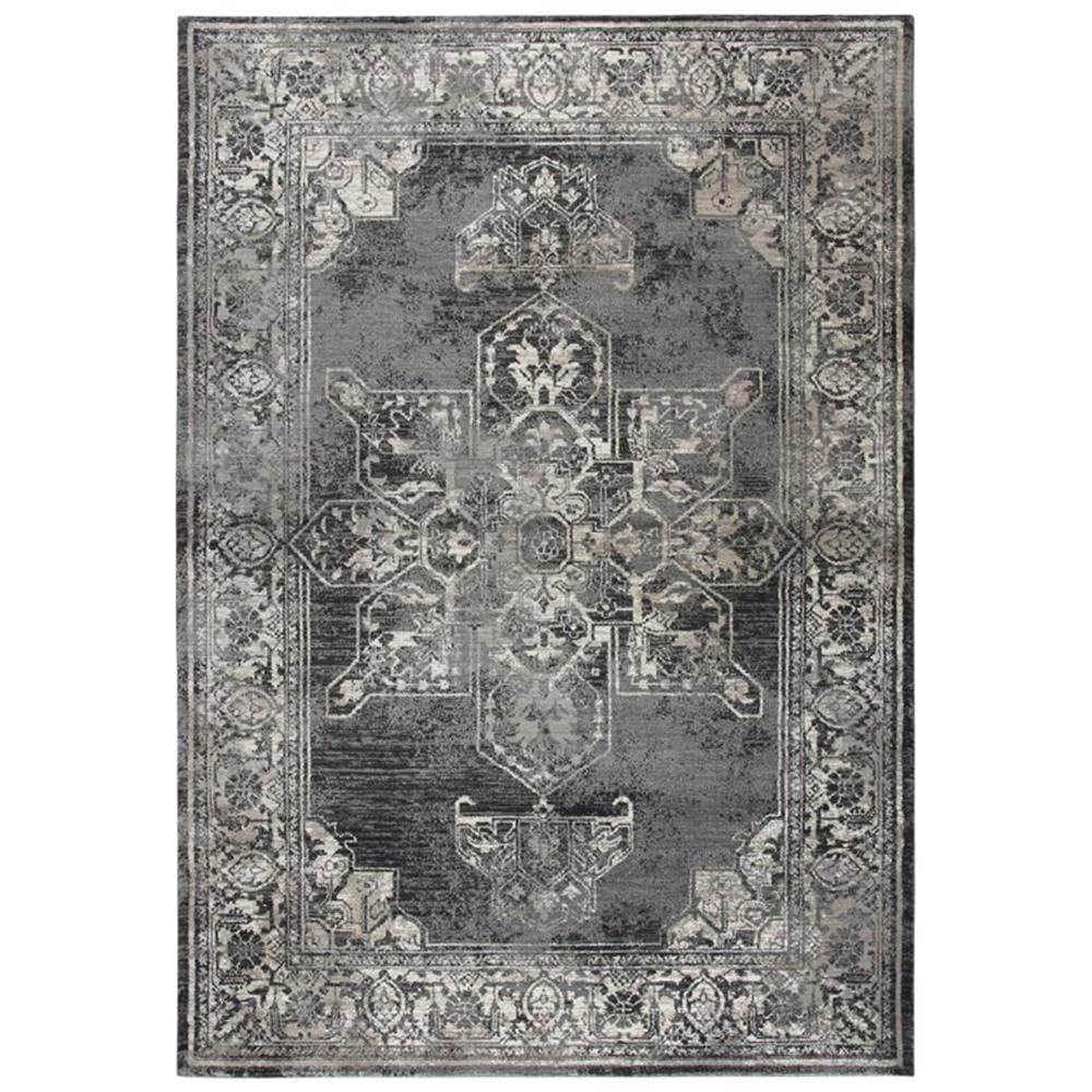 Rizzy Home Panache Grey Central Medallion Pattern Distressed Area Rug (7'10 X 10'10) - 7'10" X 10'10"