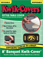 Collegiate Kwik-Covers Rectangle Plastic Table Covers, Bundle Of 2 (University Of Iowa, 8')
