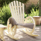 vidaXL Rocking Adirondack Chair Solid Wood Fir for Patio/Garden - Brown Outdoor Rocker with Curved Seat & Armrests