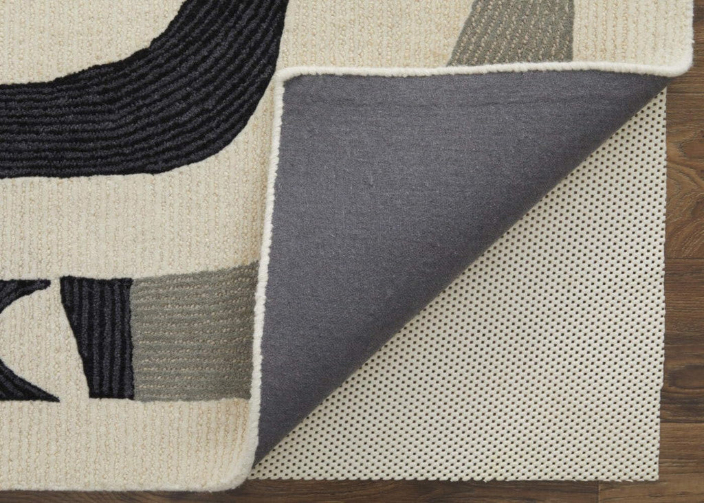 HomeRoots 514417 9 x 12 ft. Ivory Gray & Black Wool Abstract Hand Tufted Handmade Rectangle Area Rug