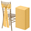 Bouiexye 50 Pcs Gold Satin Chair Sashes Bows Universal Chair Ribbon Ties Back Sash For Wedding Party Reception Events Banquets H