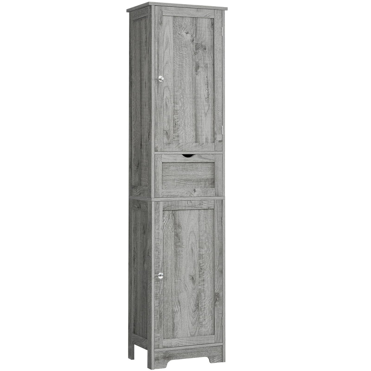 Iwell 67' Tall Bathroom Cabinet With Adjustable Shelves & 1 Drawer, Storage Cabinet With 2 Doors, Narrow Tall Cabinet, Floor Cabinet For Bathroom, Living Room, Home Office, Grey