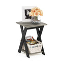 FURINNO Modern Simplistic Criss-Crossed End Table, French Oak Grey