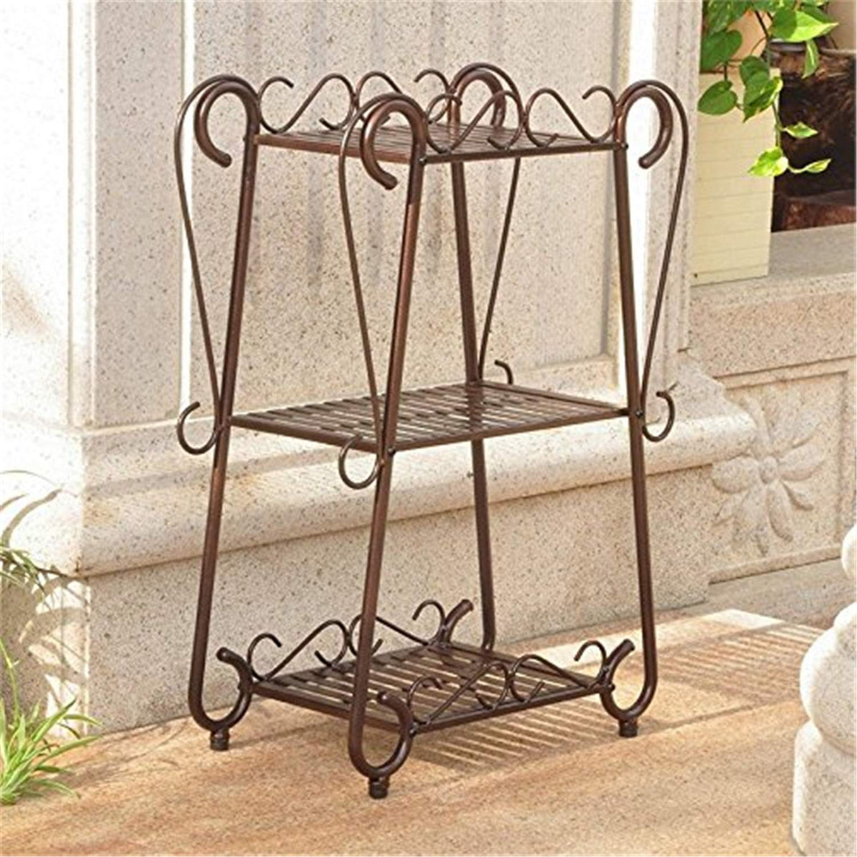 International Caravan 3-Tier Utility Shelf in Hammered Bronze