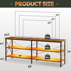 Wlive Tv Stand Up To 70 Inch Tv, 63' Entertainment Center With Led, Tv Media Console With 3-Tier Storage Shelves For Living Room And Bedroom, Rustic Brown