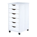 Adeptus Original Roll Cart, Solid Wood, 6 Drawer Narrow Drawers Roll Carts, White