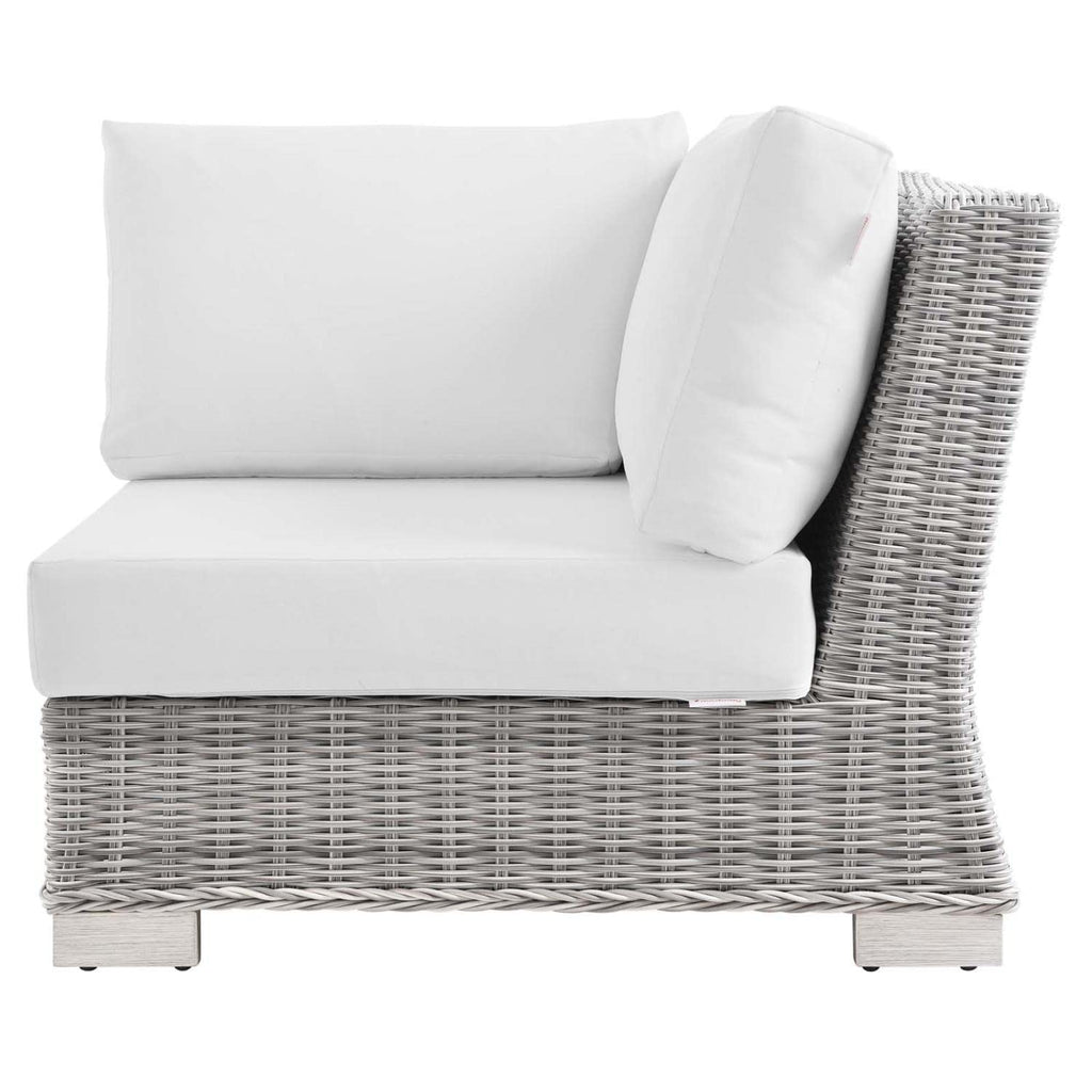 Modway Conway Outdoor Patio Wicker Rattan, Corner Chair, Light Gray White