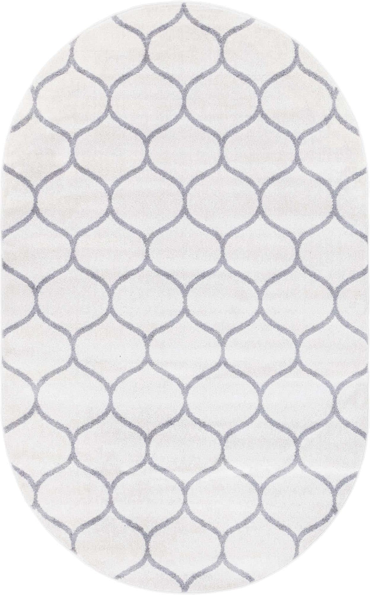 Unique Loom Trellis Frieze Collection Area Rug - Rounded (5' x 8' Oval, Ivory/ Gray)