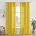 Homemonde Sheer Curtain Set Of 6 Window Drapes Grommet Cotton Curtains 5Ft Long For Living Room, Bedroom (5Ft X 4.5Ft Mustard)