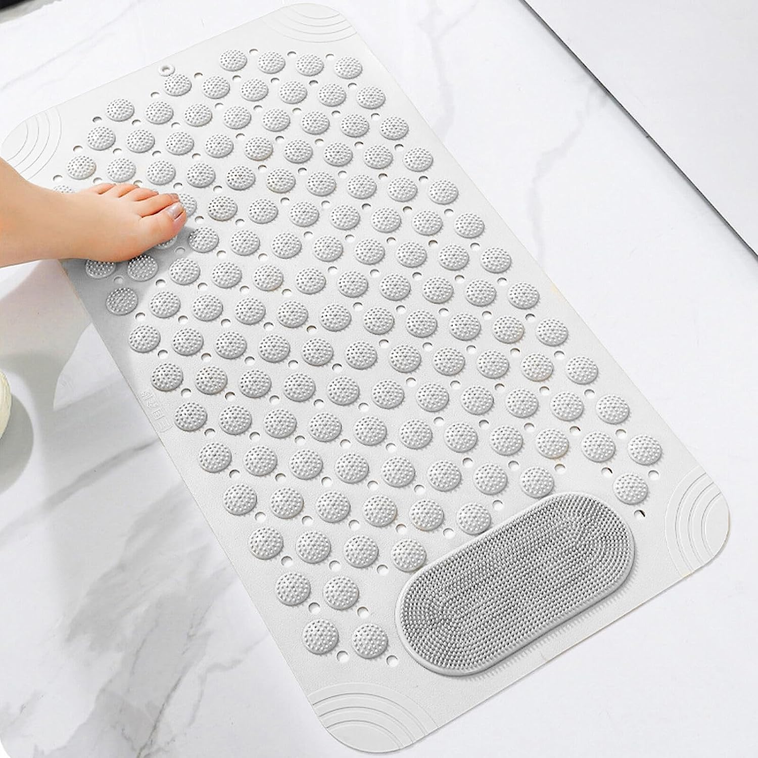 WENGTY Bath Mat with Scrubber and Suction Cups  Stay Safe and Clean in The Shower or Tub with This 2in1 Mat | Perfect for Sen