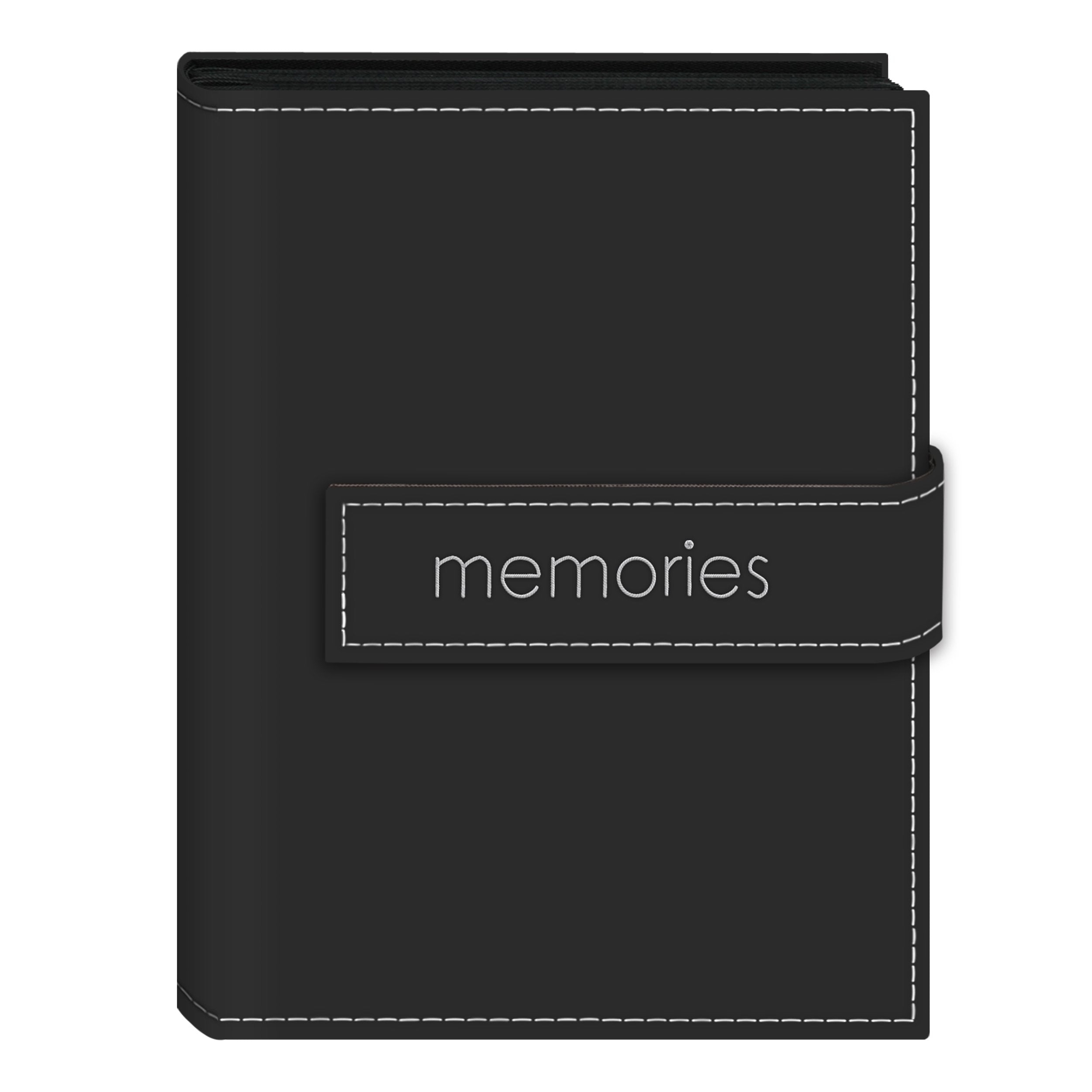 Pioneer Photo Albums EXP-57/BKM 36-Pocket 5 by 7-Inch Embroidered Memories Strap Sewn Leatherette Cover Photo Album, Mini, Black