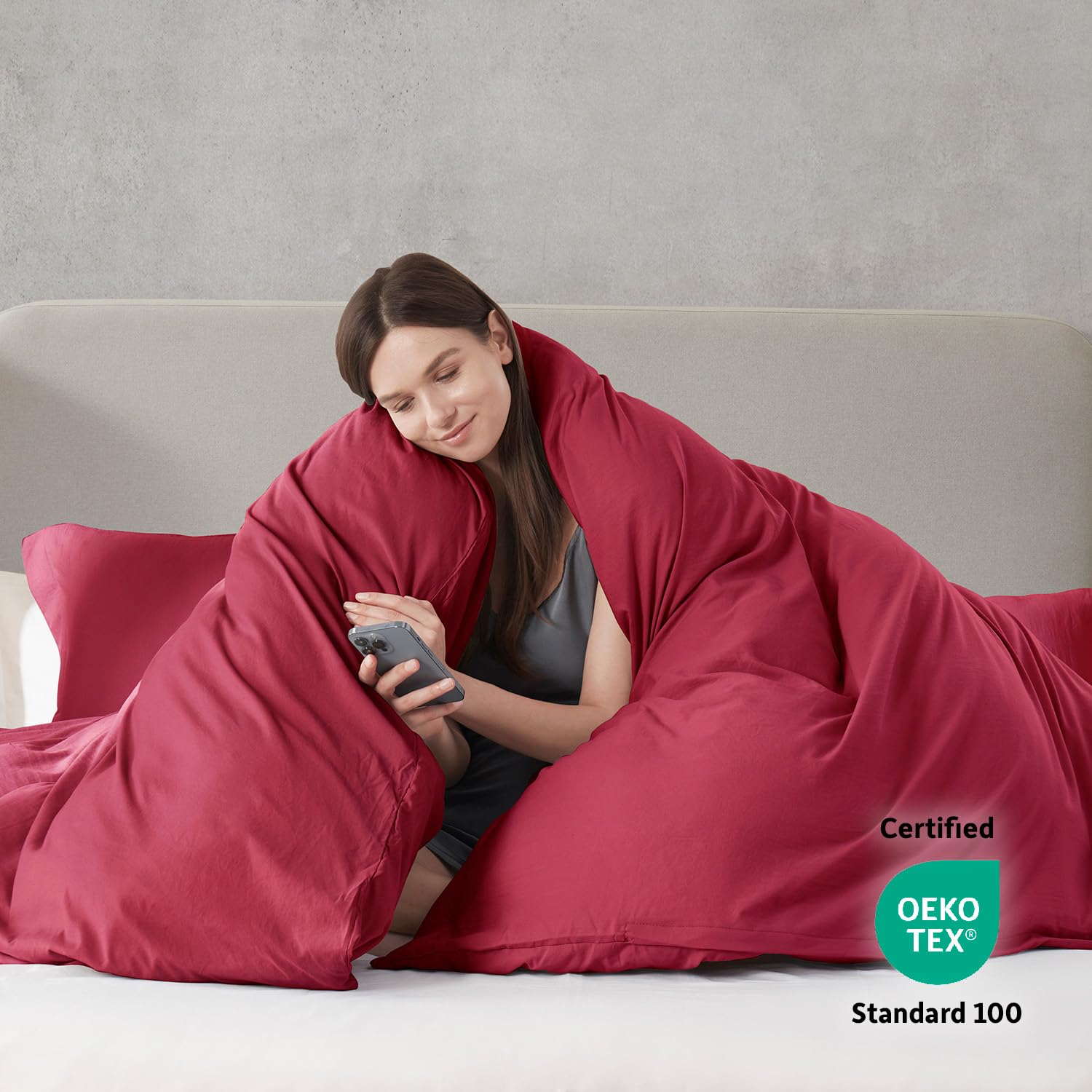 Nestl Burgundy Red Duvet Cover King Size - Soft Prewashed King Duvet Cover Set, 3 Piece, With Zipper Closure, 1 Duvet Cover 104X90 Inches And 2 Pillow Shams - No Comforter