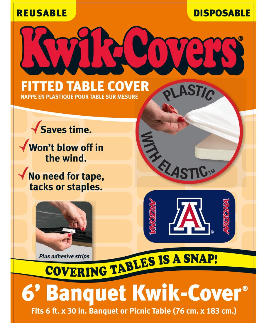 Collegiate Kwik-Covers Rectangle Plastic Table Covers, Bundle Of 2 (University Of Arizona, 6')