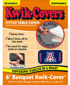 Collegiate Kwik-Covers Rectangle Plastic Table Covers, Bundle Of 2 (University Of Arizona, 6')