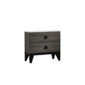Poundex Smithson Nightstand with 2 Drawers Storage in Grey Finish