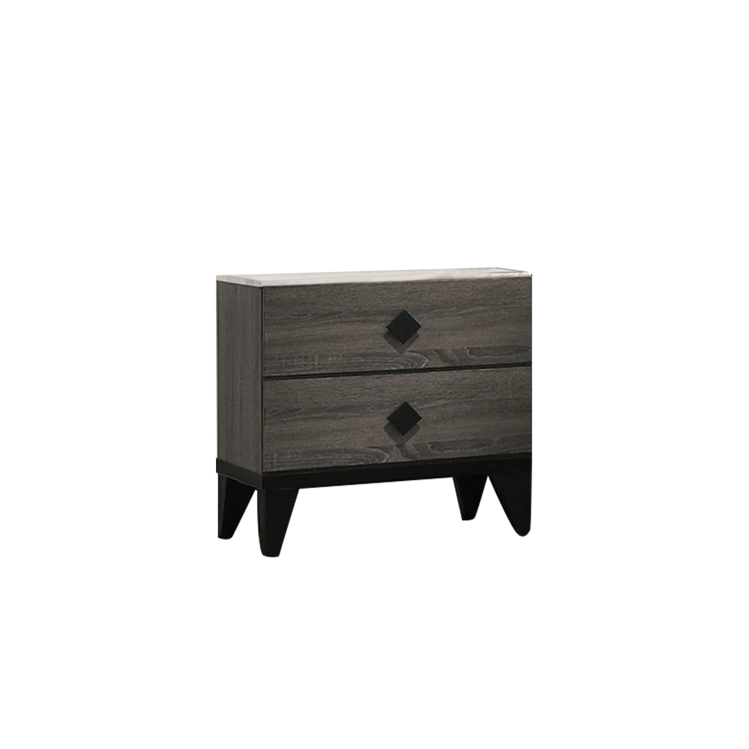 Poundex Smithson Nightstand with 2 Drawers Storage in Grey Finish