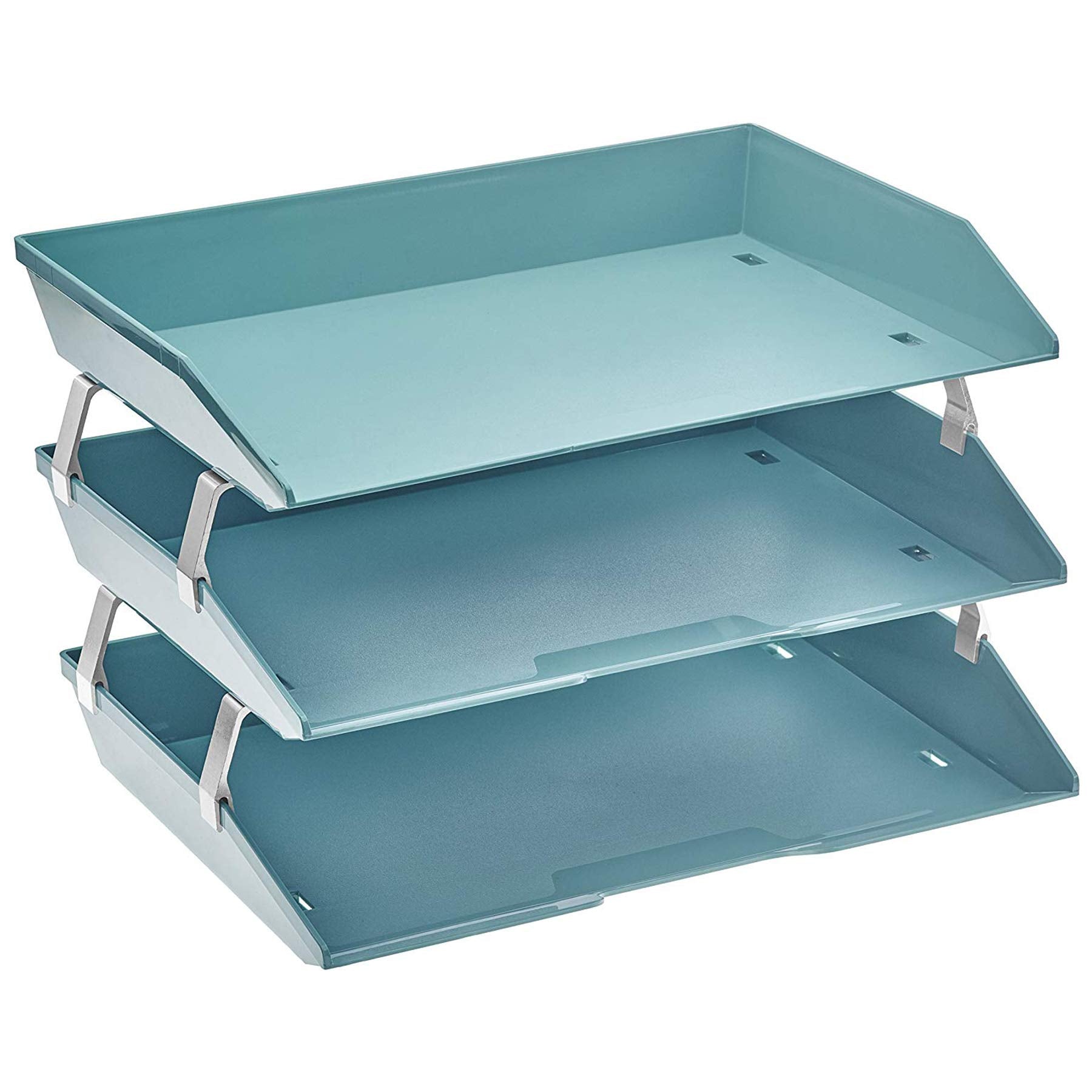 Acrimet Facility 3 Tier Letter Tray Side Load, Desktop File Organizer, Plastic (Solid Green Color)