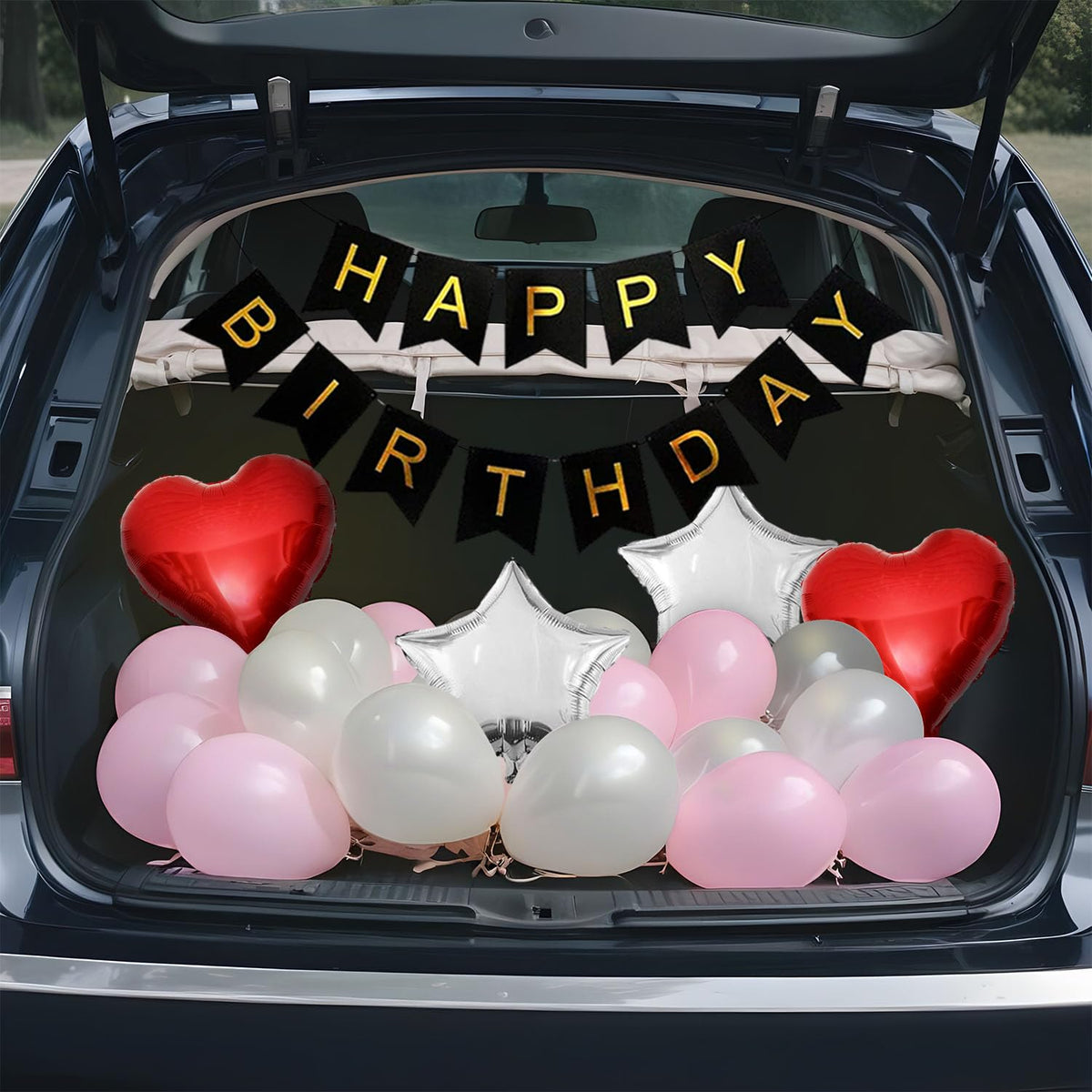 Party Propz Car Boot Birthday Decoration Kit  25 Pcs Birthday Decoration Kit with Happy Birthday Banner, Foil Balloons ,Light P