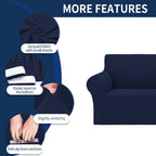 2025 New Stretch Sofa Slipcovers Couch Cover For 3 Cushion Furniture Protector Sofa Covers With Elastic Bottom Jacquard Fabric Small Checks For Pets, Kids -Sofa, Navy
