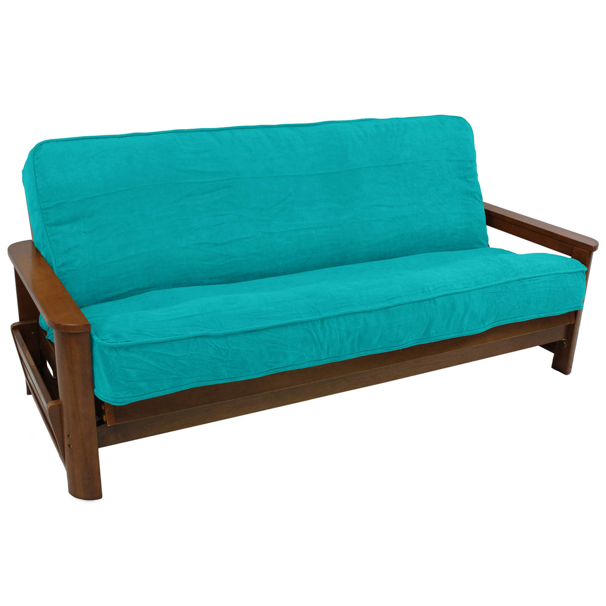 Blazing Needles Solid Microsuede Double Corded 8 Inch  To 9 Inch  Futon Cover, Full, Aqua Blue