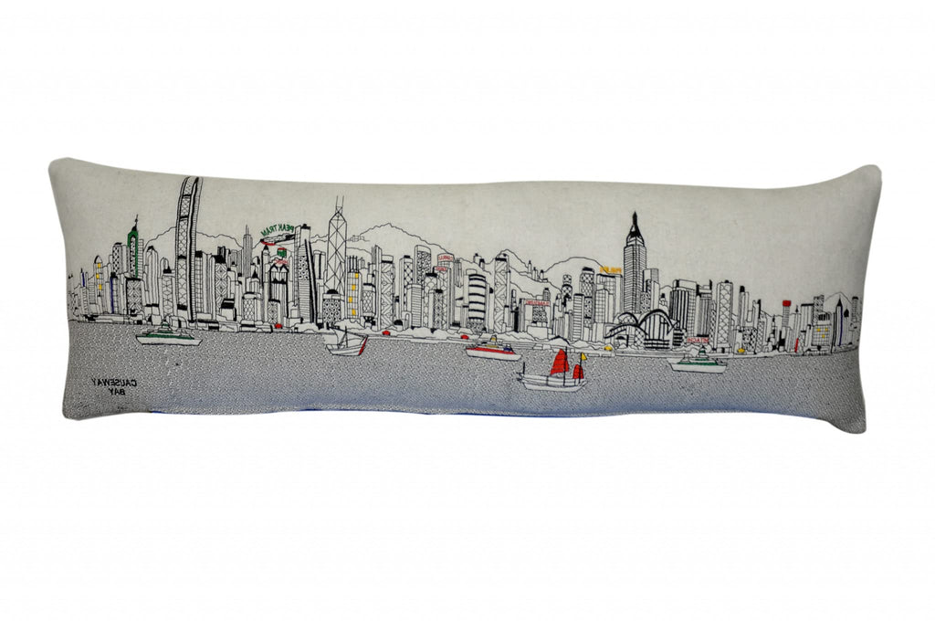 HomeRoots Cream 45' White Hong Kong Daylight Skyline Lumbar Decorative Pillow