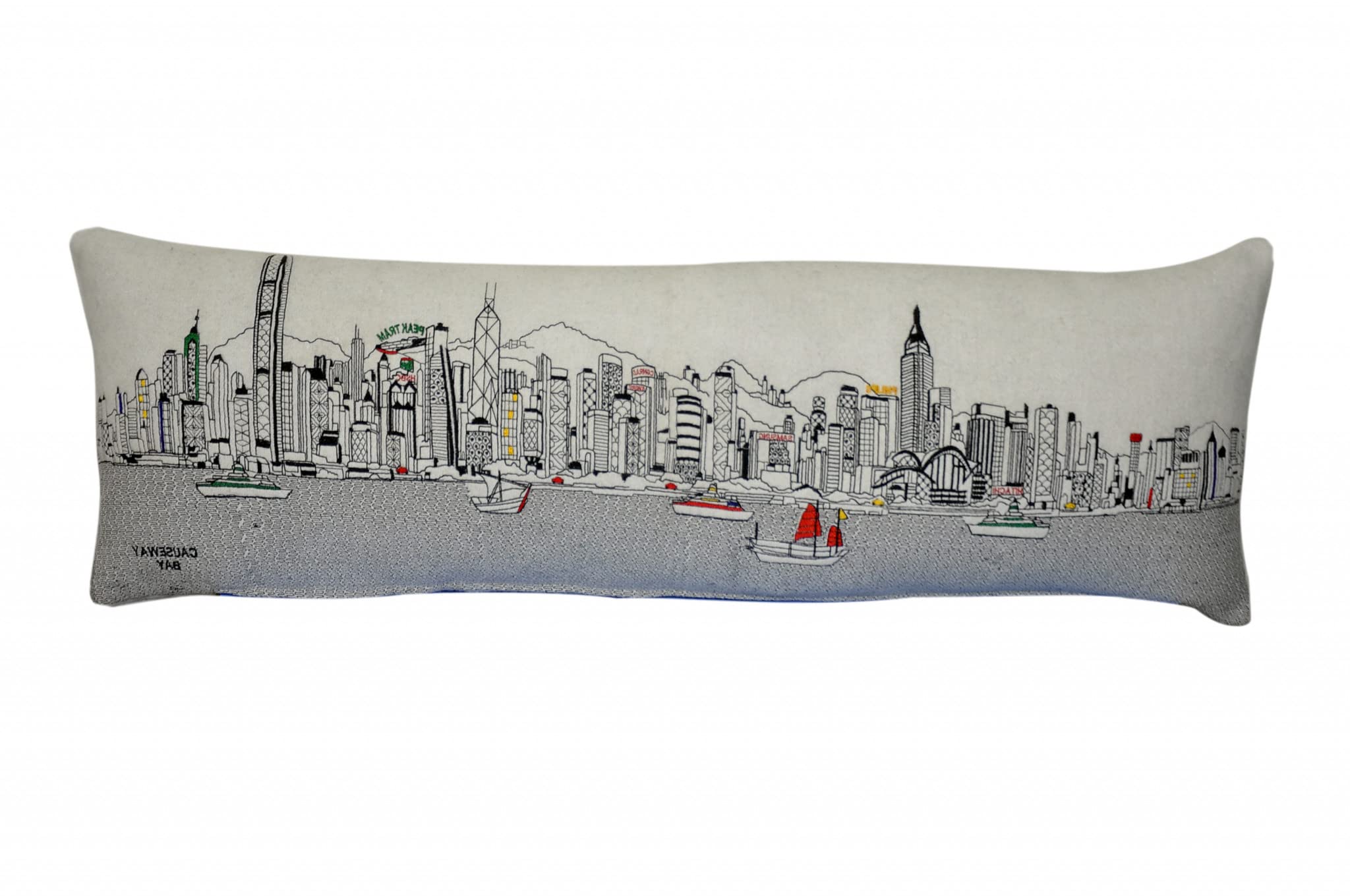 HomeRoots Cream 45' White Hong Kong Daylight Skyline Lumbar Decorative Pillow