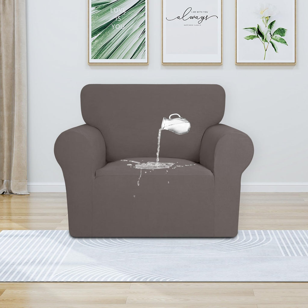 Purefit 100% Dual Waterproof Couch Cover Slipcovers For Couches And Sofas - Stretch Non Slip Fleece Sofa Covers Washable, Leakproof Furniture Protector For Kids, Pets, Dog (Chair, Taupe)