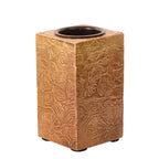 Purpledip Wooden T Light Candle Holders With Brass Sheet Cover (Set Of 2) Golden, Indian Souvenir, Gift (10997)