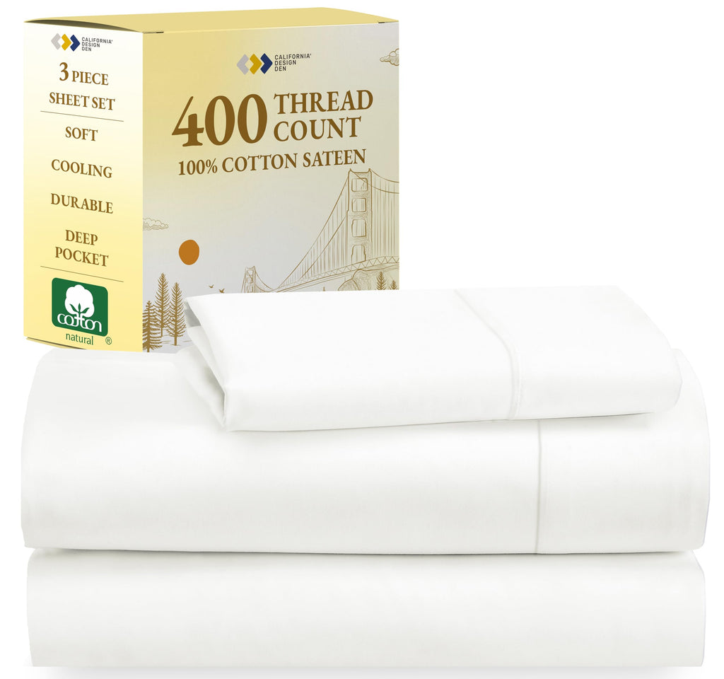 California Design Den Softest 100% Cotton Sheets, Twin Xl Sheets Set, 400 Thread Count Sateen Bedding For Dorm Rooms & Adults, D