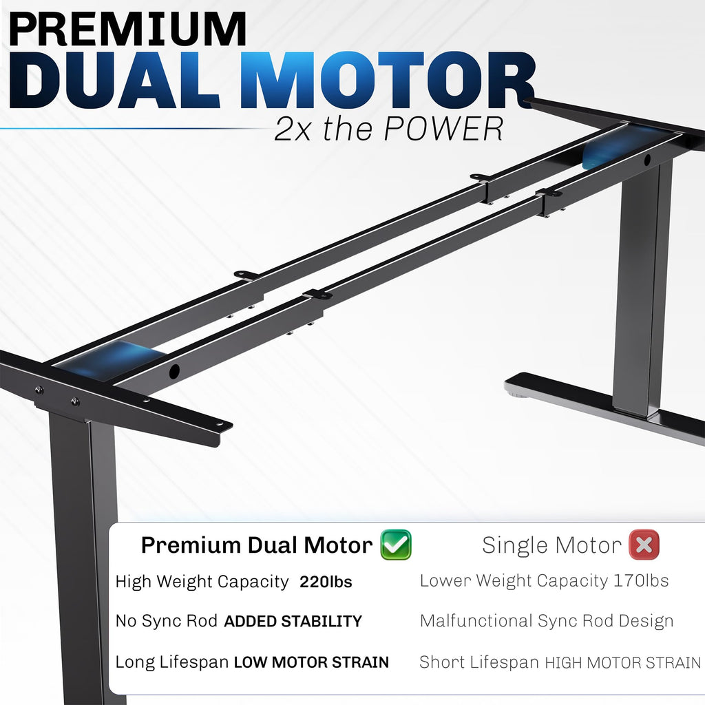 Vivo Electric Sit Stand Desk Frame, Dual Motor Memory Controller Height Adjustment, Frame Only, Black, Desk-E-200B