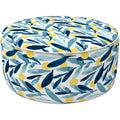 Lvtxiii Outdoor/Indoor Inflatable Stool Ottoman, All Weather Patio Footrest Pouf, Portable Round Ottoman For Patio Garden, Camping Or Home, D21Xh9 Inches, Blue Leaves