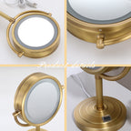 Cavoli 8.5 Inch Led Makeup Mirror With 10X Magnification,Has Three Colors Lights,Extendable Bathroom Mirror,Tabletop Two-Sided,