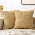 Miulee Khaki Corduroy Pillow Covers Pack Of 2 Boho Decorative Spliced Throw Pillow Covers Soft Solid Couch Pillowcases Cross Pat