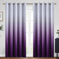 Yakamok 84 Inch Long Ombre Curtains,Thermal Insulated Light Blocking Greyish White To Purple Gradient Color Curtains, Room Darke