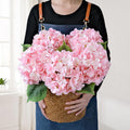 JINWOE Light Pink Flowers Silk Artificial Hydrangeas, 5Pcs 20Inch Lifelike Large Flowers with Stems, Full Artificial Flowers for